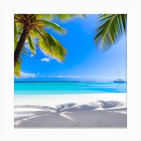 White Sand Beach With Palm Trees 1 Canvas Print