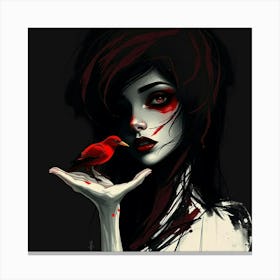 Girl With A Bird 2 Canvas Print