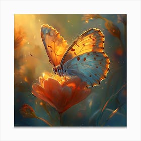 Butterfly Resting on Heart Flower 7 Canvas Print