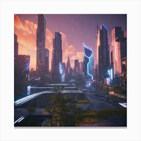 Futuristic Cityscape 201 Canvas Print