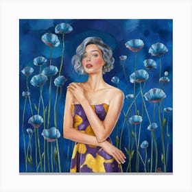 Blue Abstract Poppies 1 Art Illustration Painting Lr9j7vxutfqlhyz9bckx5w Qyaquxucq9ceded1 Unfcq (1) Canvas Print