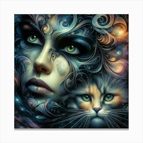 Cat And The Woman Canvas Print