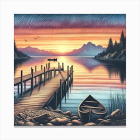 Sunset At The Dock 4 Canvas Print