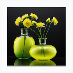 Two Vases With Yellow Flowers 1 Canvas Print