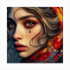 Girl With A Tear Canvas Print