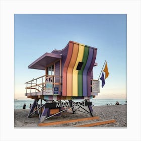 Lifeguard Stand At Miami Beach Canvas Print