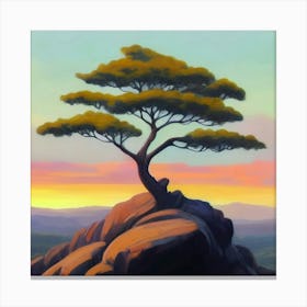 Tree On Top Of Rock Canvas Print