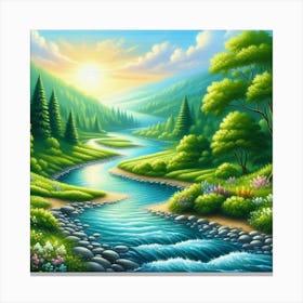 River In The Forest 11 Canvas Print