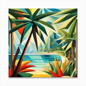 Palm Trees At The Beach Canvas Print