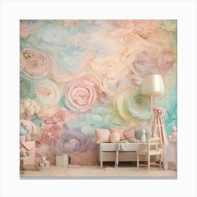 Pastel Roses Wallpaper Canvas Print