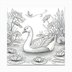 Line Art goose 3 Canvas Print