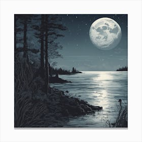 Full Moon Over Water Canvas Print