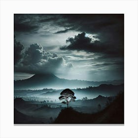 Lone Tree In The Mountains 1 Canvas Print