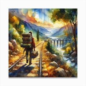 Watercolor Of A Traveler Canvas Print