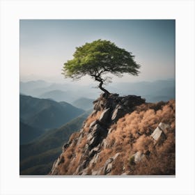 Lone Tree On Top Of Mountain 18 Canvas Print