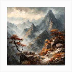 Chinese Mountains Landscape Painting (58) Canvas Print