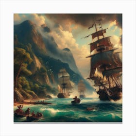 ships on sea Canvas Print