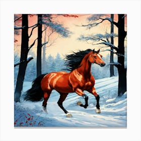 Horse In The Snow Canvas Print