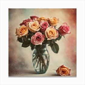 Roses In A Vase 1 Canvas Print