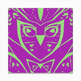 Abstract Owl Pink And Green Canvas Print