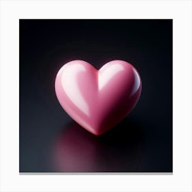 Pink Heart On Black Background Canvas Print