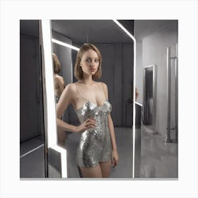 Woman In A Silver Dress Canvas Print