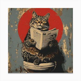 Cat Reading Newspaper 10 Canvas Print