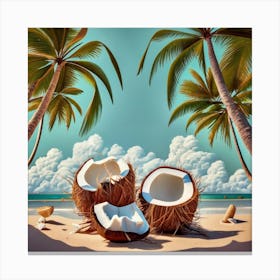 Coconuts On The Beach Canvas Print