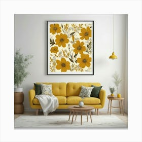 Always Blooming Good Mood Mustard Yellow Living Room A 1 Canvas Print