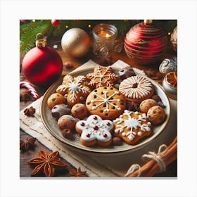 Christmas Cookies On A Plate 1 Canvas Print