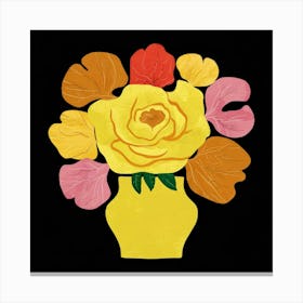 Yellow Roses In A Vase Canvas Print