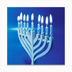 Hanukkah Menorah with Lighted Candles Canvas Print