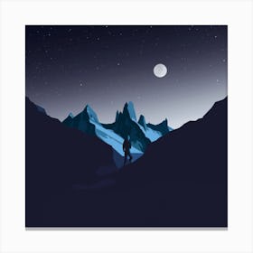 Silhouette Of A Mountaineer Canvas Print