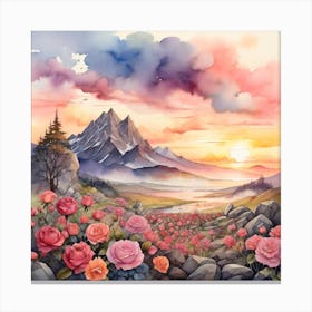 Roses In The Mountains Canvas Print