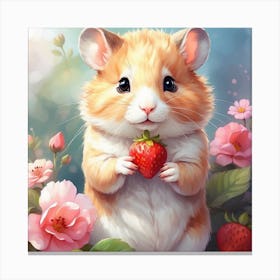 Hamster With Strawberry Canvas Print