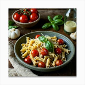 Pasta With Tomatoes And Garlic Canvas Print