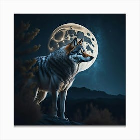 Lone Wolf beneath the stars Canvas Print