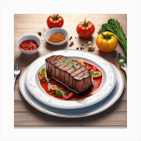 Steak On A Plate 9 Canvas Print