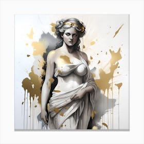 Greek Goddess Gold and watercolor splatter Canvas Print