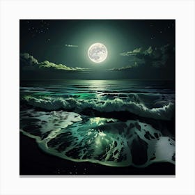 Full Moon Over The Ocean Canvas Print