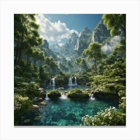 Waterfall In The Forest 1 Canvas Print