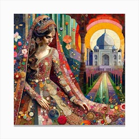 Indian Bride in the style of collage inspired Canvas Print