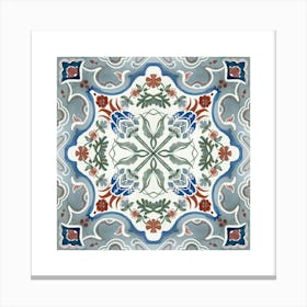 Moroccan Tile, Oriental Art, North African Ethnic Decor in Blue Canvas Print