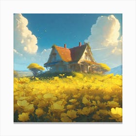 House In A Field 2 Canvas Print