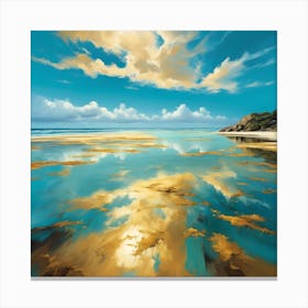 Sunlit Reflections on Golden Beach 4 Canvas Print