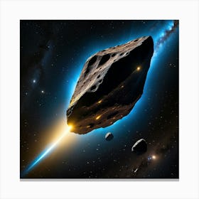 Yellow blue alien artifical asteroid floating in space 5 Canvas Print