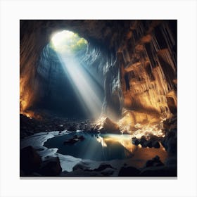 Cave With Sunlight Canvas Print