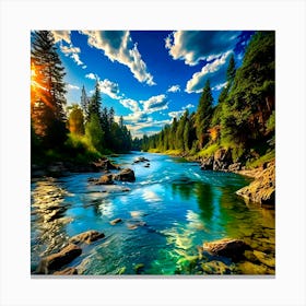 Sunrise Over The River 1 Canvas Print