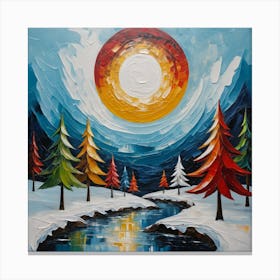 Winter Landscape Painting Canvas Print