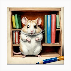 Hamster In Bookshelf Canvas Print